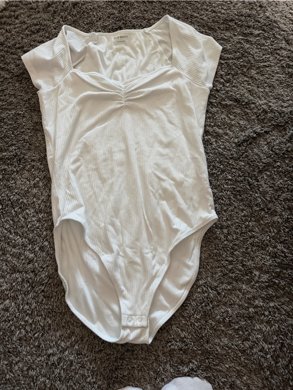 Old Navy White Ribbed Short-Sleeve Bodysuit